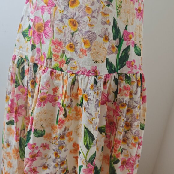 Lima Jardiniera Tiered Floral Linen Maxi Dress - Picture 10 of 15